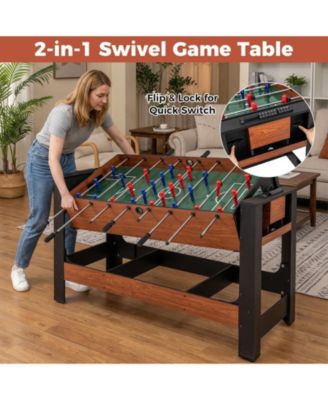 2-in-1 Full-Size Foosball and Pool Combo Table with Legs