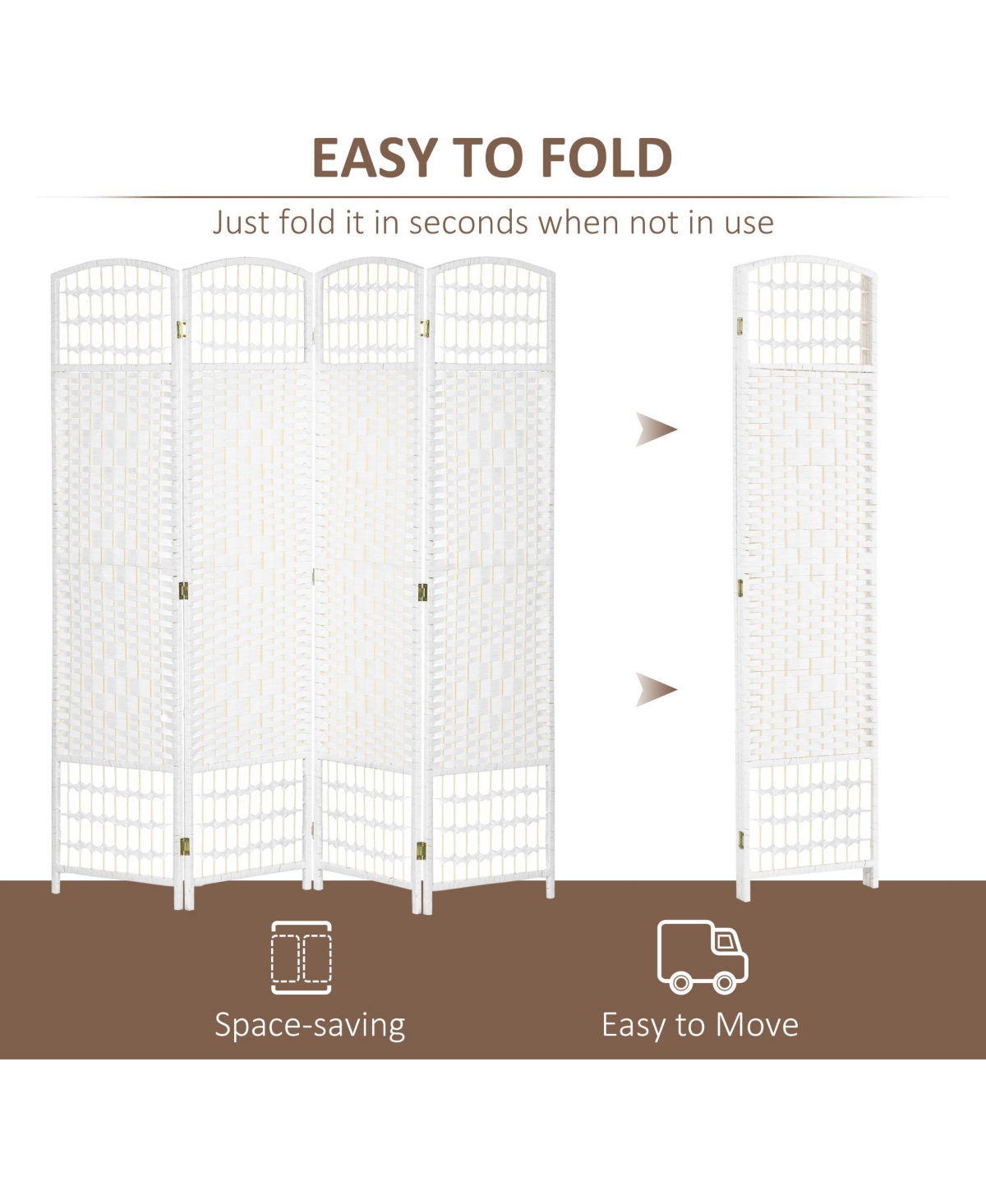 Homcom Panel Room Divider Folding Privacy Screen 5.6' Room Separator