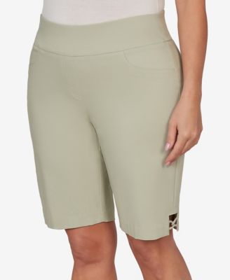 Plus Size Solid Tech Stretch Bermuda Shorts