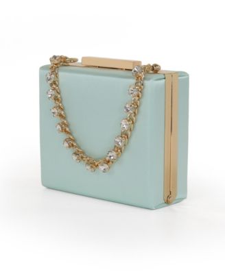 Woman's Billie Mini Box Clutch with Rhinestone Chain