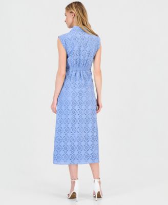 sachin and babi light blue dress Anne Klein Women's Eyelet Embroidered Shirtdress