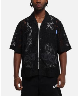 Men's Lace Button Up Shirt