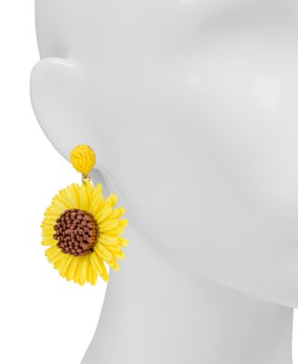 Gold-Tone Plated Sunflower Earrings