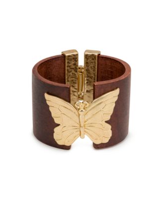 Gold-Tone Plated Hinged Cuff Butterfly Earrings