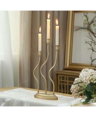 Metal 3-Taper Candle Holder Tabletop Sculpture