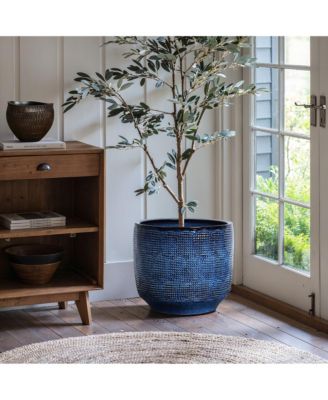 Ocean Blue 15.75-Inch Round Ceramic Planter