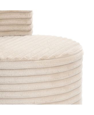 Modern Light Brown Upholstered Swivel Barrel Accent Chair