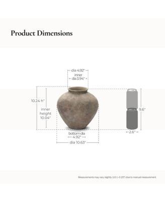 Rustic Ceramic Vase, 10.2" Tall Terracotta Pot with Earthy Gray-Brown Finish, Handcrafted