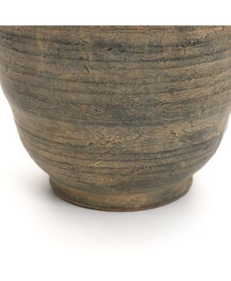 Vintage Pottery Brown 17.32-Inch Tall Round Ceramic Vase