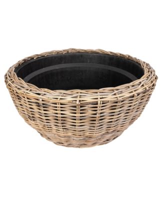 Round Belly Planter with Black Plastic Insert