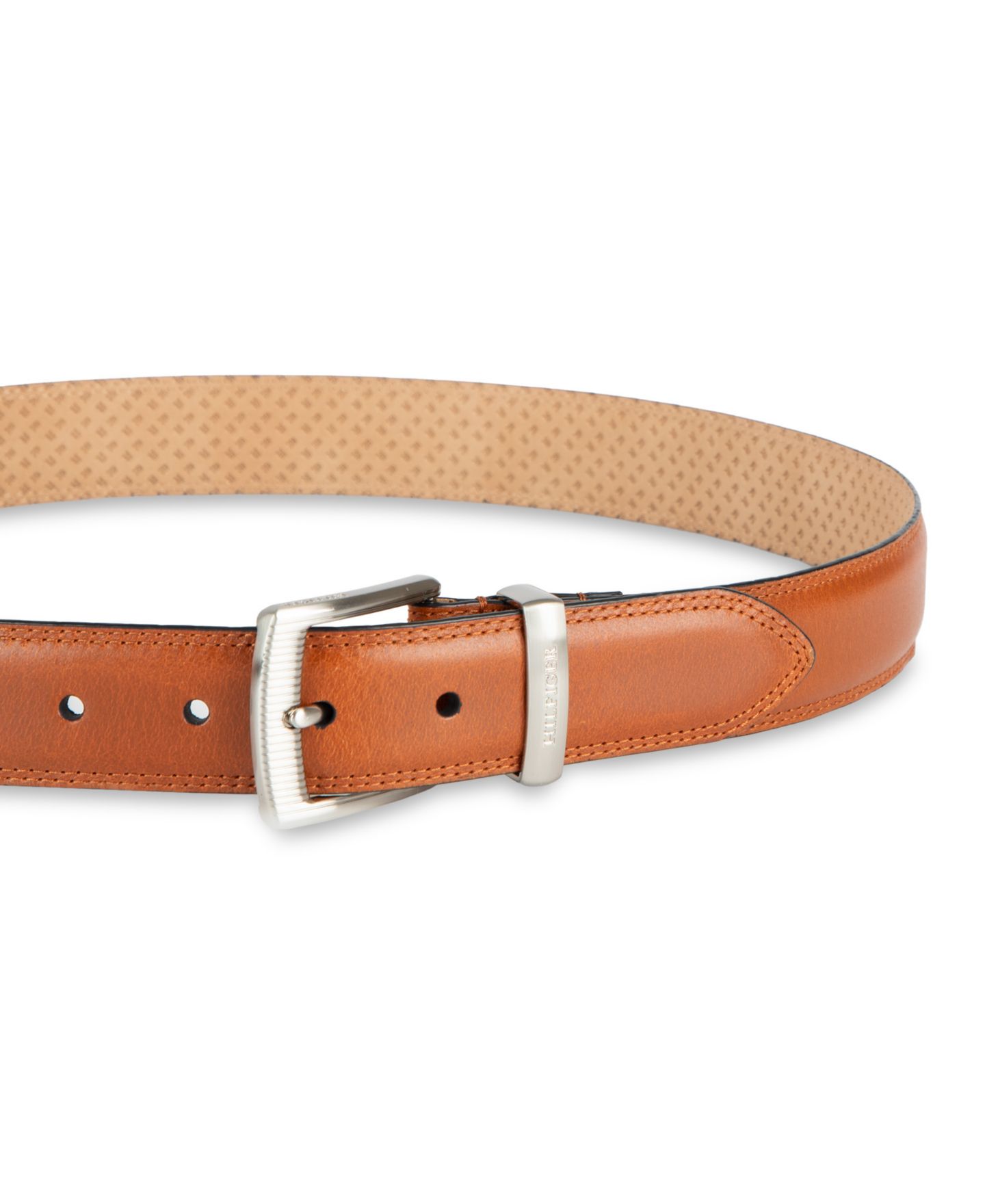Мужской ремень Tommy Hilfiger Harness Buckle Silver-Tone finish Belt, цвет: Рыжевато-коричневый — фото 5