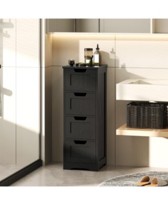 Bathroom Floor Cabinet Free-Standing Side Storage Organizer w/ 4 Drawers