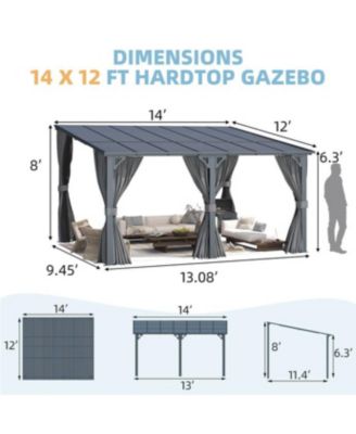 Wall Gazebo with Curtains and Mosquito Netting