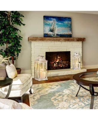 2 Pack 28"/20" Large Lantern Decorative, Fir Wood Outdoor Lantern