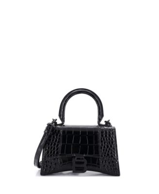 XS Hourglass Top Handle Bag Embossed Leather