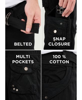 Men's Cargo Shorts Camo & Solid Colors 12.5" Inseam Knee Length Classic Fit Multi Pocket