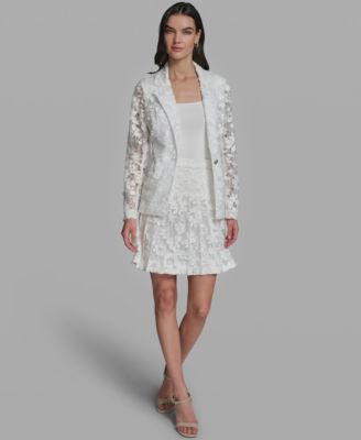 Women's Long-Sleeve Collared Laced Blazer