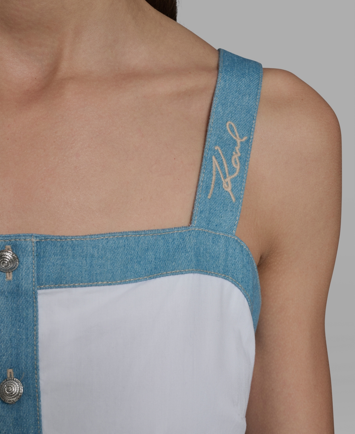 Karl Lagerfeld Paris Women's Sleeveless Square Neck Dress