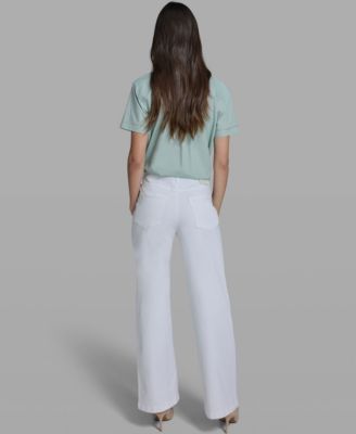 Women's Wide-Leg Mid-Rise Front Pocket Jeans