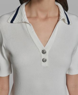 Women's Short-Sleeve Collared Sweater
