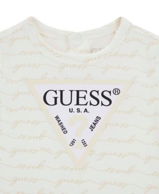 Baby Boys' Stretch Jersey All-Over Script Logo Print Romper