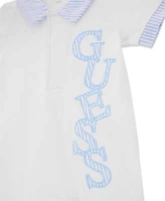 Baby Boys' Stretch Jersey Shortall with Seersucker Details