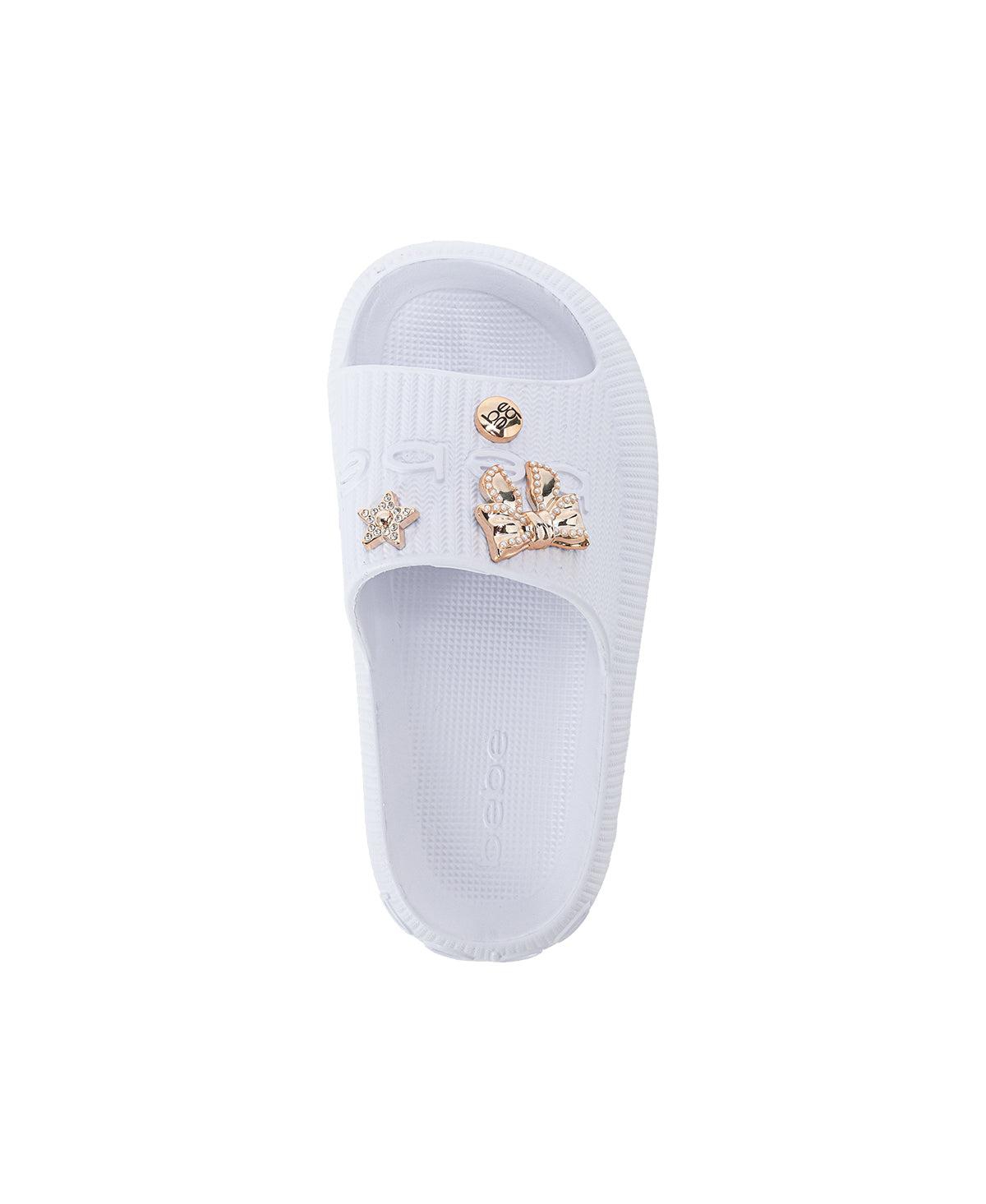 Bebe Girls Eva Slide – Lightweight Comfy Slide Sandals with Metal Charms