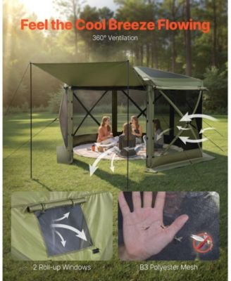 12 x 12 ft Pop-Up Gazebo Screen Tent, 6-Sided, Removable Top, Carry Bag, Screen House Shelter for 8-10 Persons
