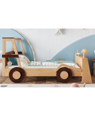 Streamdale Twin Size Car Bed with Storage Shelves, Cute Car-Shape Platform Bed