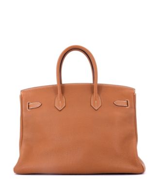 Birkin 35 Handbag Brown Togo with Palladium Hardware