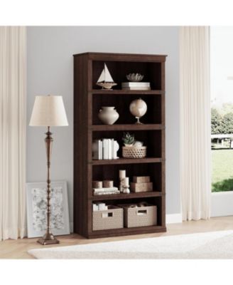 5-Tier Farmhouse Bookcase 67.4" Tall Wooden Open Shelf for Living Room Bedroom Office