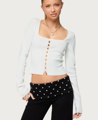 Women's Deane Button Cutout Square Neck Top