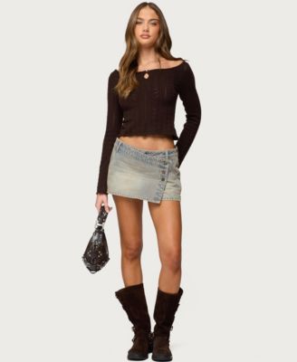 Women's Khari Keyhole Pointelle Knit Top