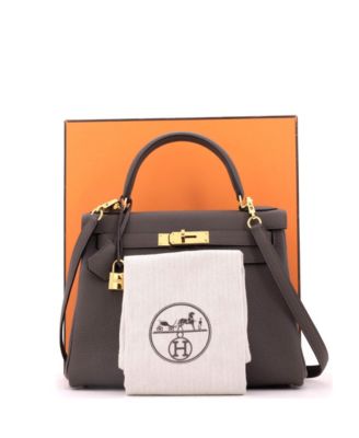 Kelly 28 Handbag Grey Togo with Gold Hardware
