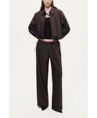 Women's Buckle Detail Cropped Zip Jacket