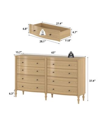 63" 8-Drawer Bedroom Dresser , Modern Chest of Drawers