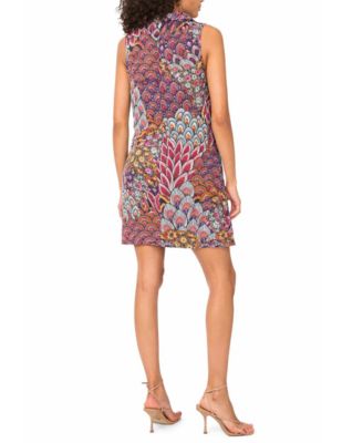 Women's Collared Pull-On Knee Length Grommet Pocket Shift Dress