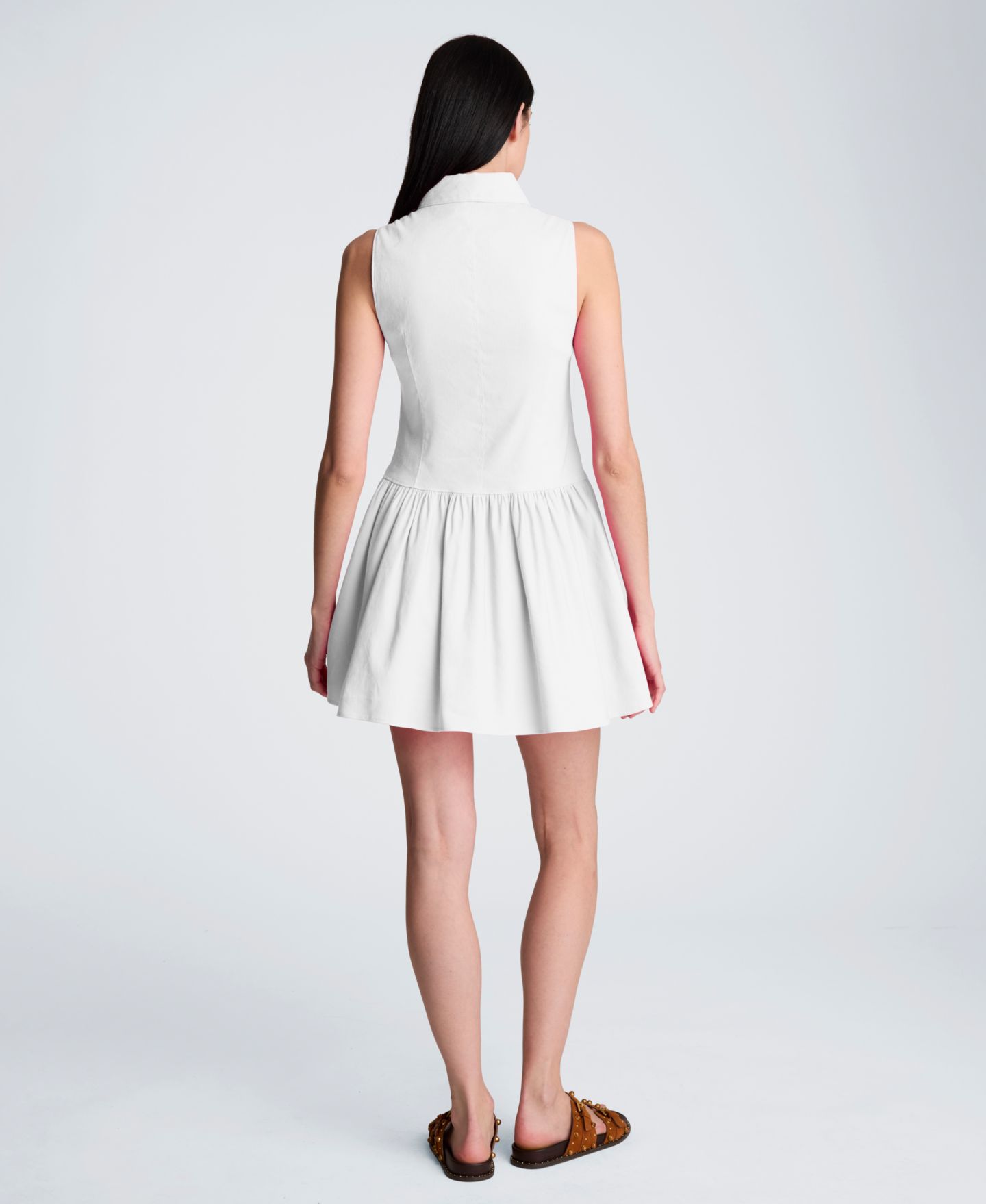 Женское платье Kenneth Cole Sleeveless Collared Mini Linen Shirt Dress, цвет: Белый — фото 5