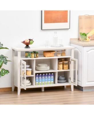 Retro Style Storage Sideboard with 3 Open Shelf Spaces and Framed Doors