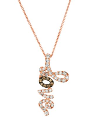 Nude Diamond (0.47 ct. t.w.) & Chocolate Diamond (0.9 ct. t.w.) Pendant Necklace in 14k Strawberry Gold
