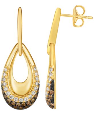 Chocolate Ombre Diamond Earrings (0.62 ct. t.w.) 14k Honey Gold