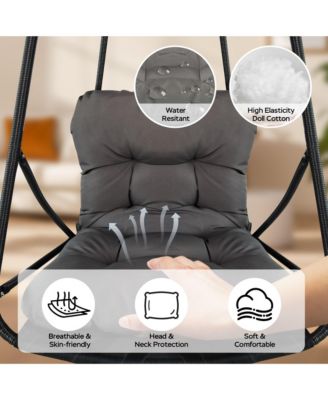 Swing Egg Chair with Stand Indoor Outdoor Wicker Rattan Patio Basket Hanging Chair