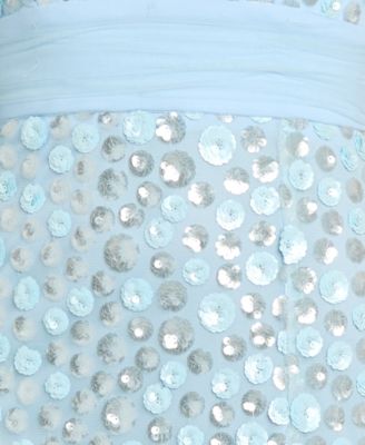 Juniors' Sequin Paillettes Front-Side Slit Long Gown