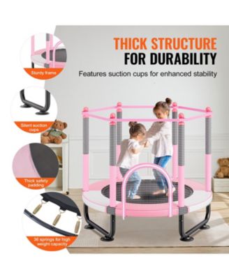 Kids Trampoline, 60" (5 ft), Enclosure Net & Basketball Hoop, Indoor/Outdoor