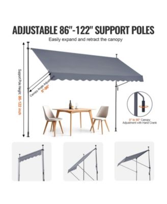 157 x 47" Retractable Patio Awning Sunshade Shelter with Crank Handle