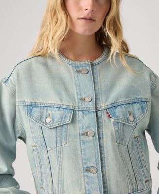 Women's 90's Collarless Shrunken Trucker Jacket