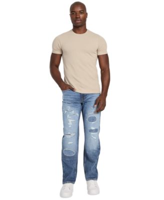 Men's Relaxed Fit Linear Textured Short-Sleeve Crewneck T-Shirt