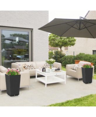 Set of 2 Outdoor Wicker Flower Pot with Drainage Hole