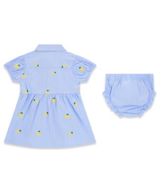 Baby Girls' Yarn Dye Poplin Short-Sleeve Dress and Matching Bloomer