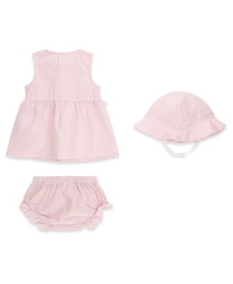 Baby Girls' Sleeveless Dress, Matching Bloomer, and Hat Set